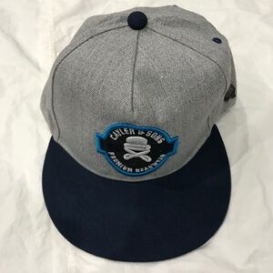 CAYLER & SONS Snapback Hat Premium Headwear Design Logo Grey Blue White